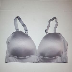 Auden Lightly Lined Wire-free Bra - Light Gray/ Off White Size 34C